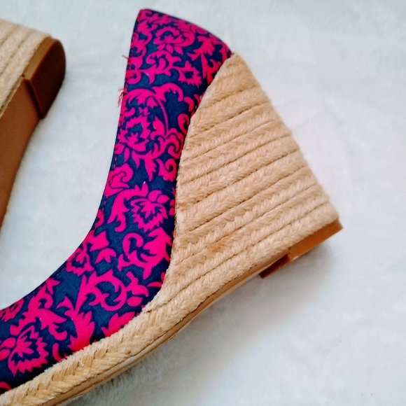 C LABEL PAISLEY PINK NAVY ESPADRILLES SIZE 5.5 - Picture 10 of 15